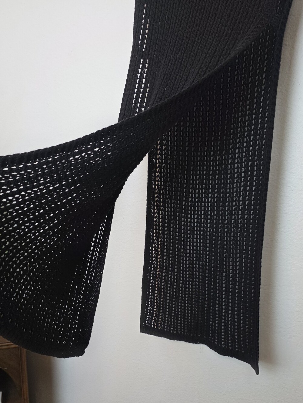 🚨NEW FOREVER 21 Black Crochet Cut Out Maxi Skirt Swim Cover Festival Beach Sz S - Picture 6 of 11